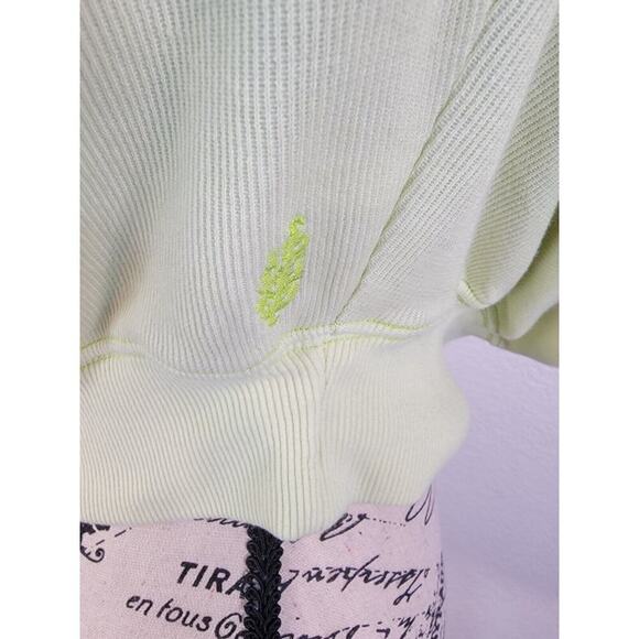 Free People FP Movement Crop Sweater Top Sz XS Short Sleeves Ribbed Yellow Green - Picture 7 of 9